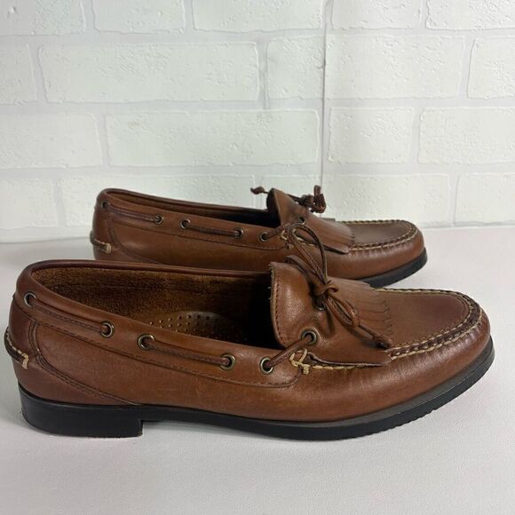 L.L. Bean Other - LL Bean Mens Kiltie Loafers Size 9 D Brown Tan Tassle Leather